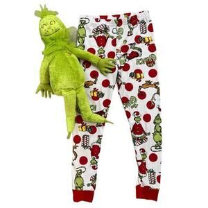 Dr. Seuss The Grinch Kids Boys‎ Girls Pajama Pants Plush Plushie Bundle Size S